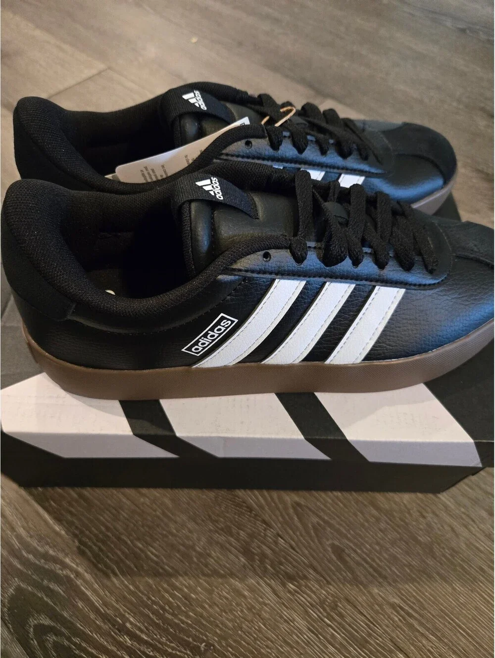adidas VL Court 3.0 Womens 8 men 7 Black White Gum ID8796 Brand New OG Box
